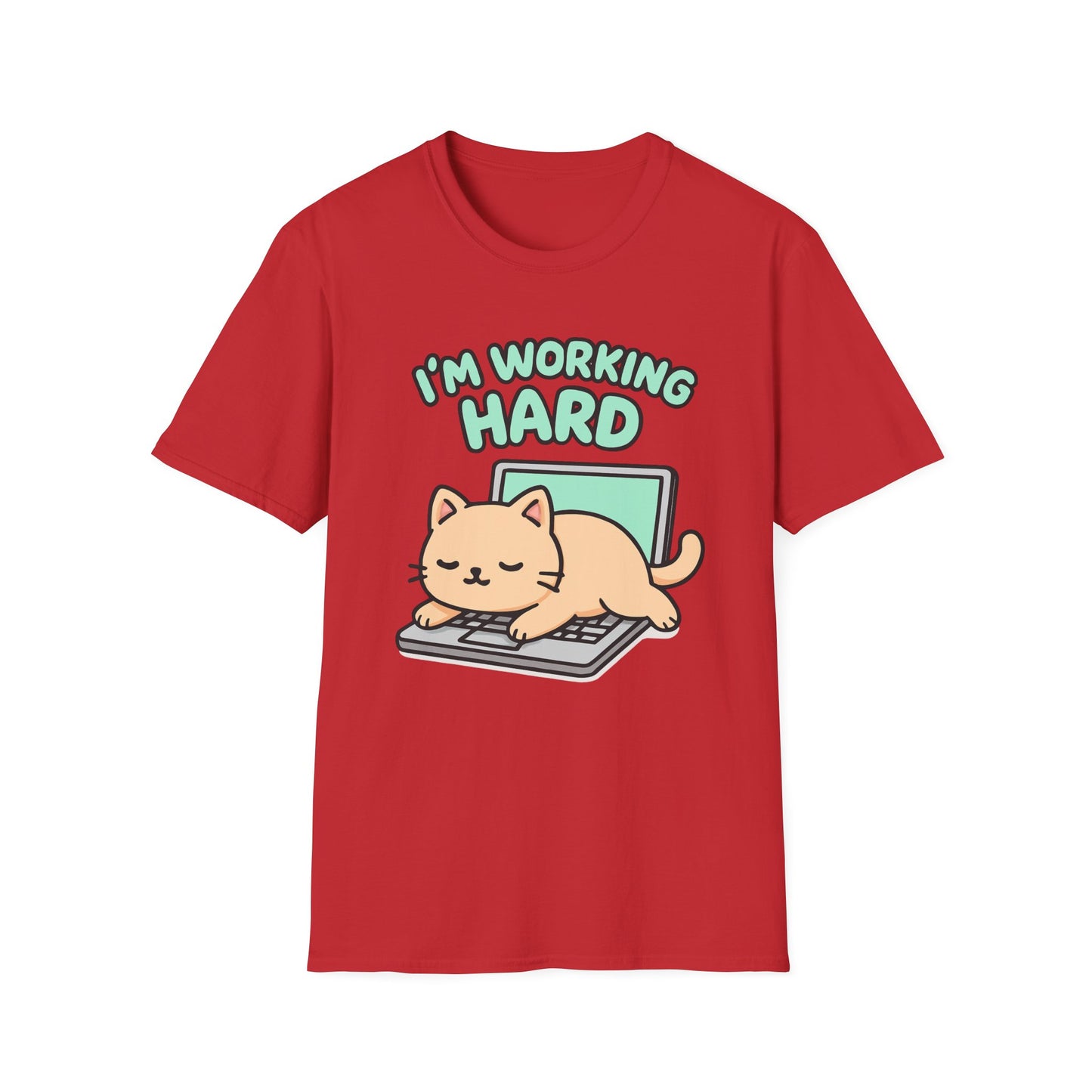 Working hard cat T-shirt
