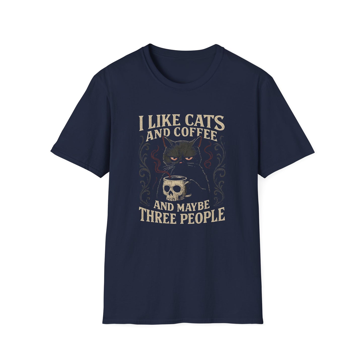 I like Cats, Coffee, 3 People cat T-shirt