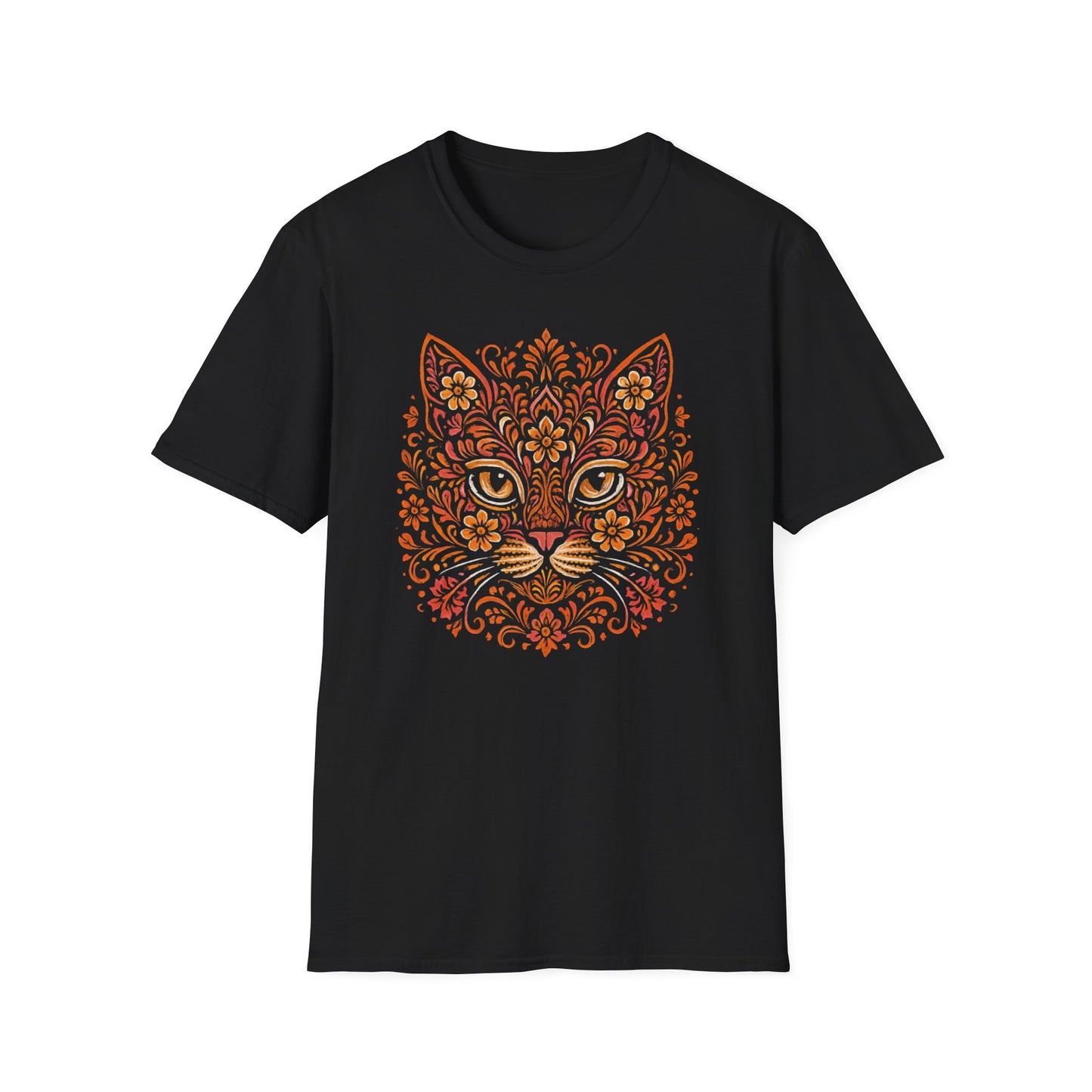Floral cat face 2 cat T-shirt