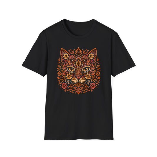 Floral cat face 2 cat T-shirt