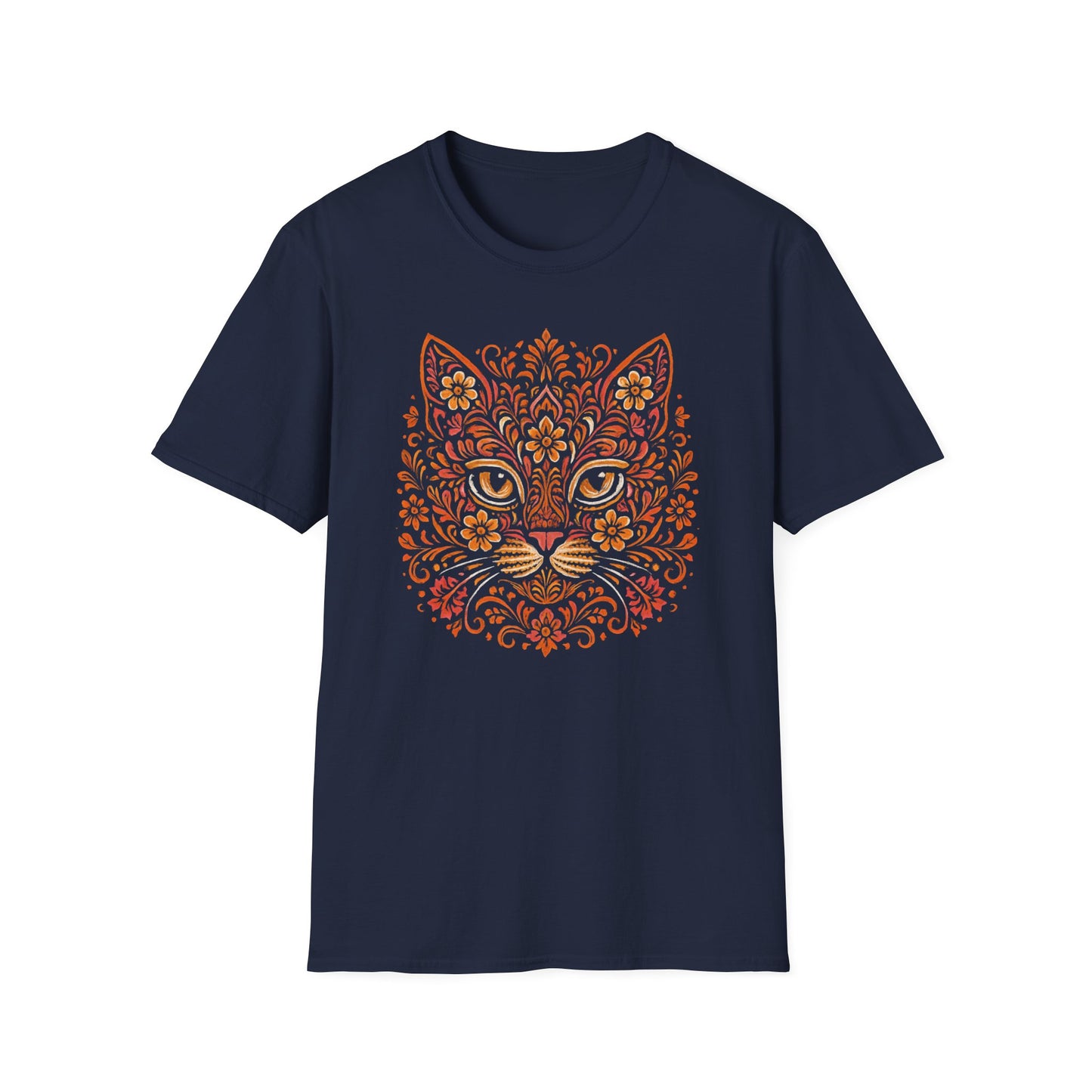 Floral cat face 2 cat T-shirt