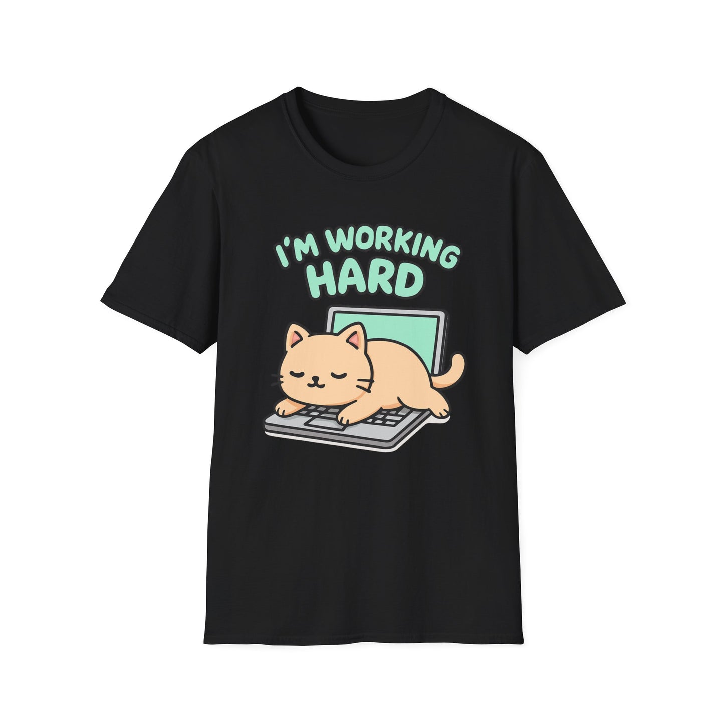 Working hard cat T-shirt