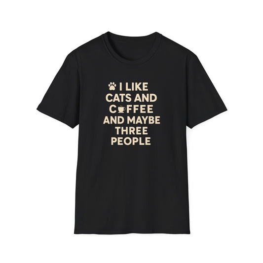 I like cats, coffee, 3 people 2 cat T-shirt
