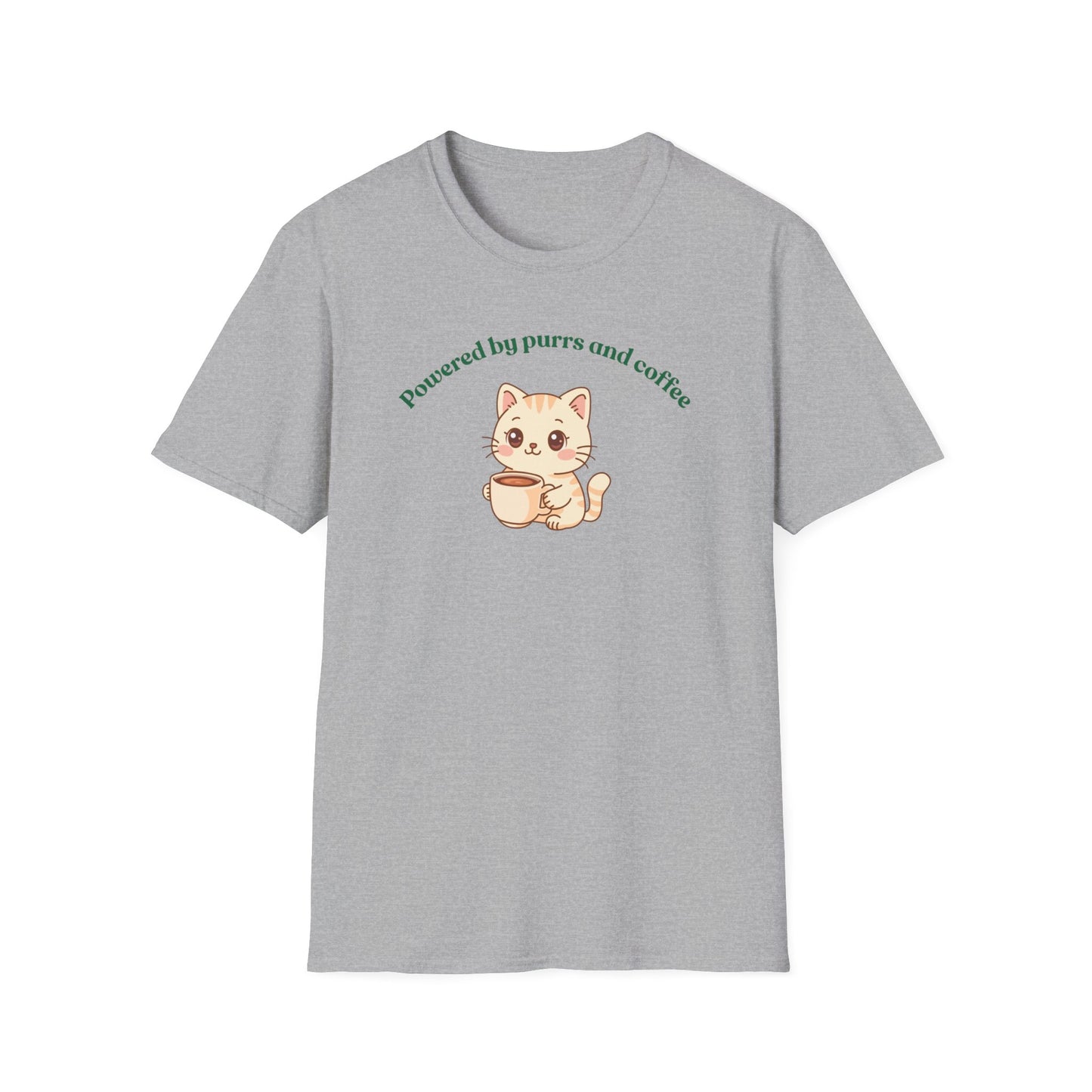 Powered by purrs and coffee 3 cat T-shirt