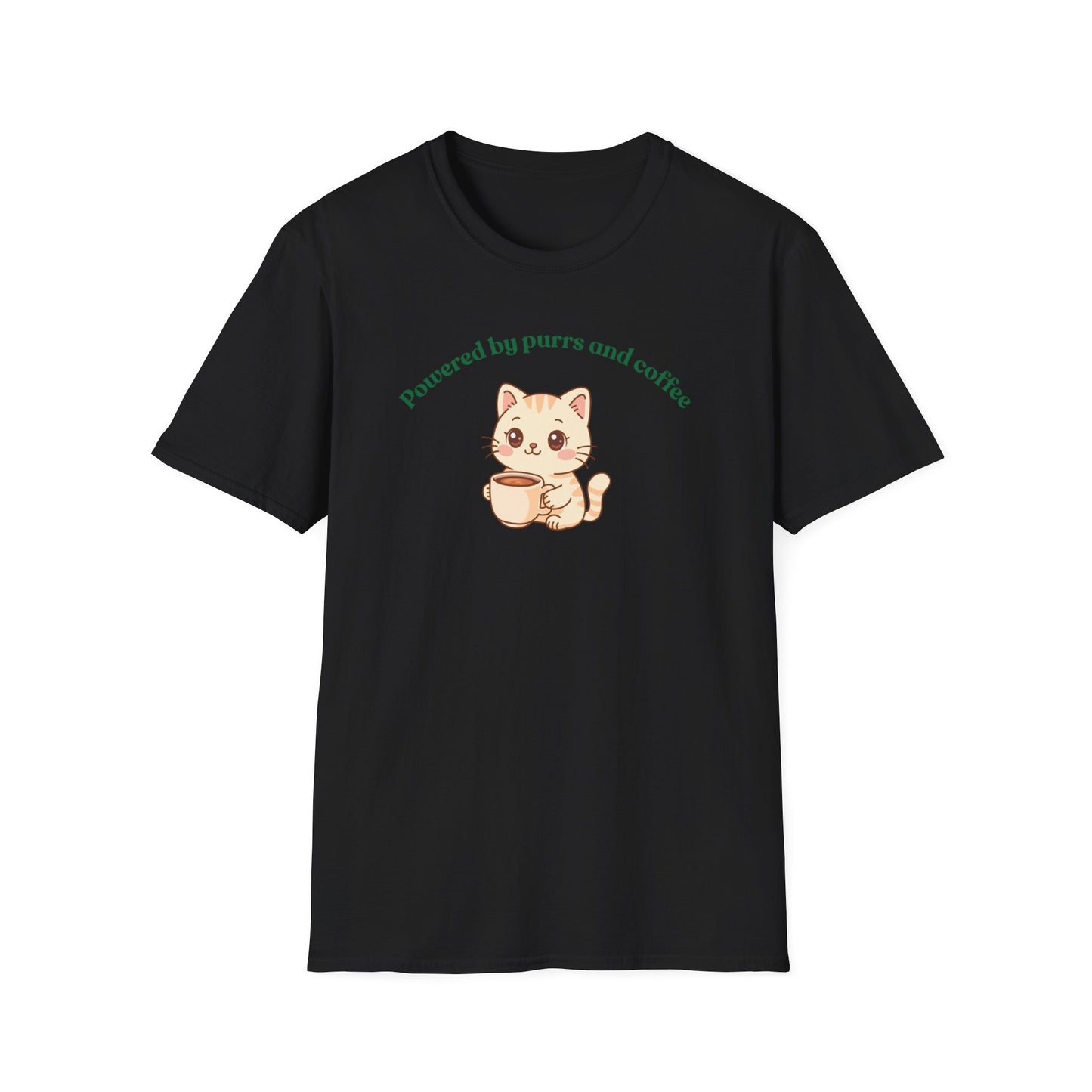 Powered by purrs and coffee 3 cat T-shirt