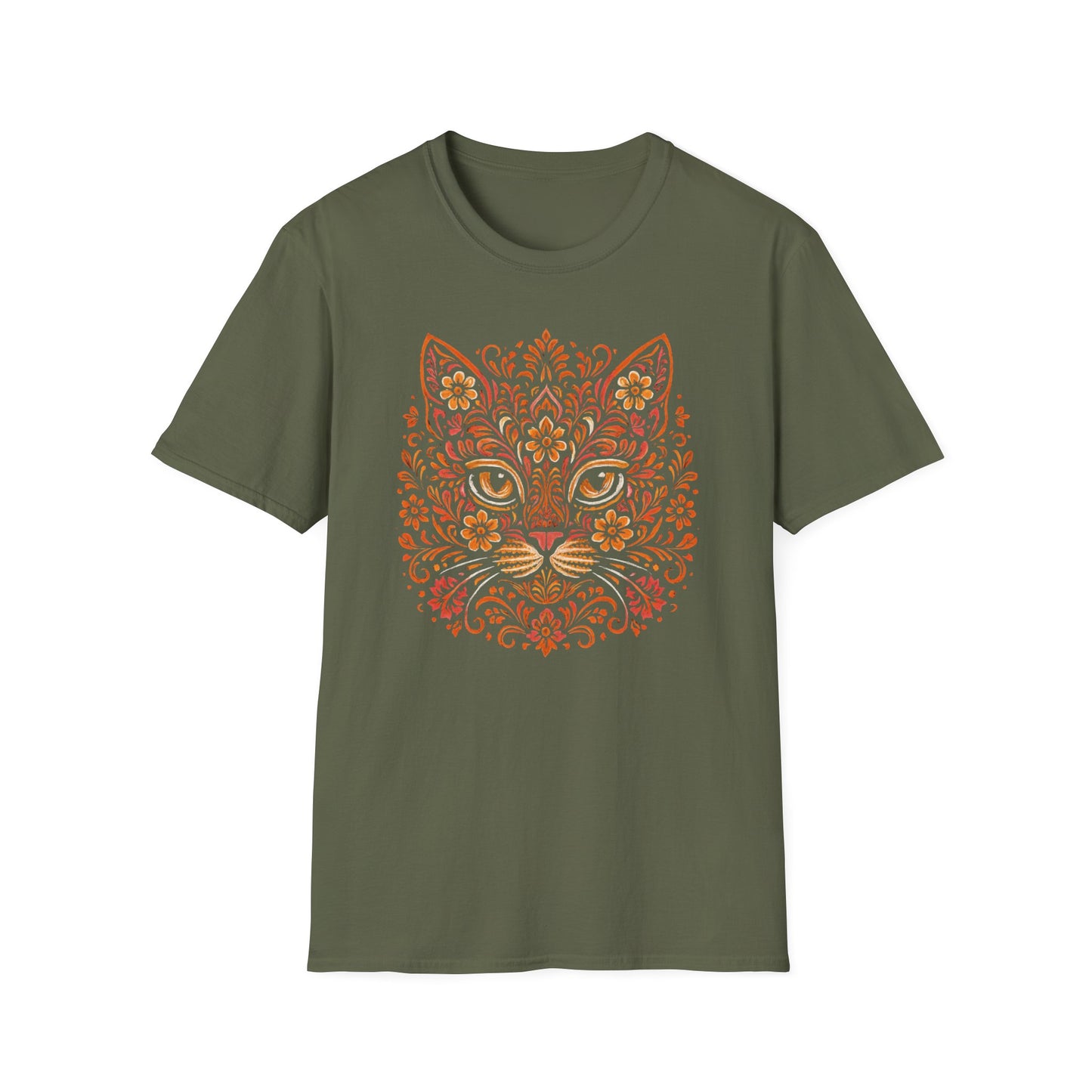 Floral cat face 2 cat T-shirt