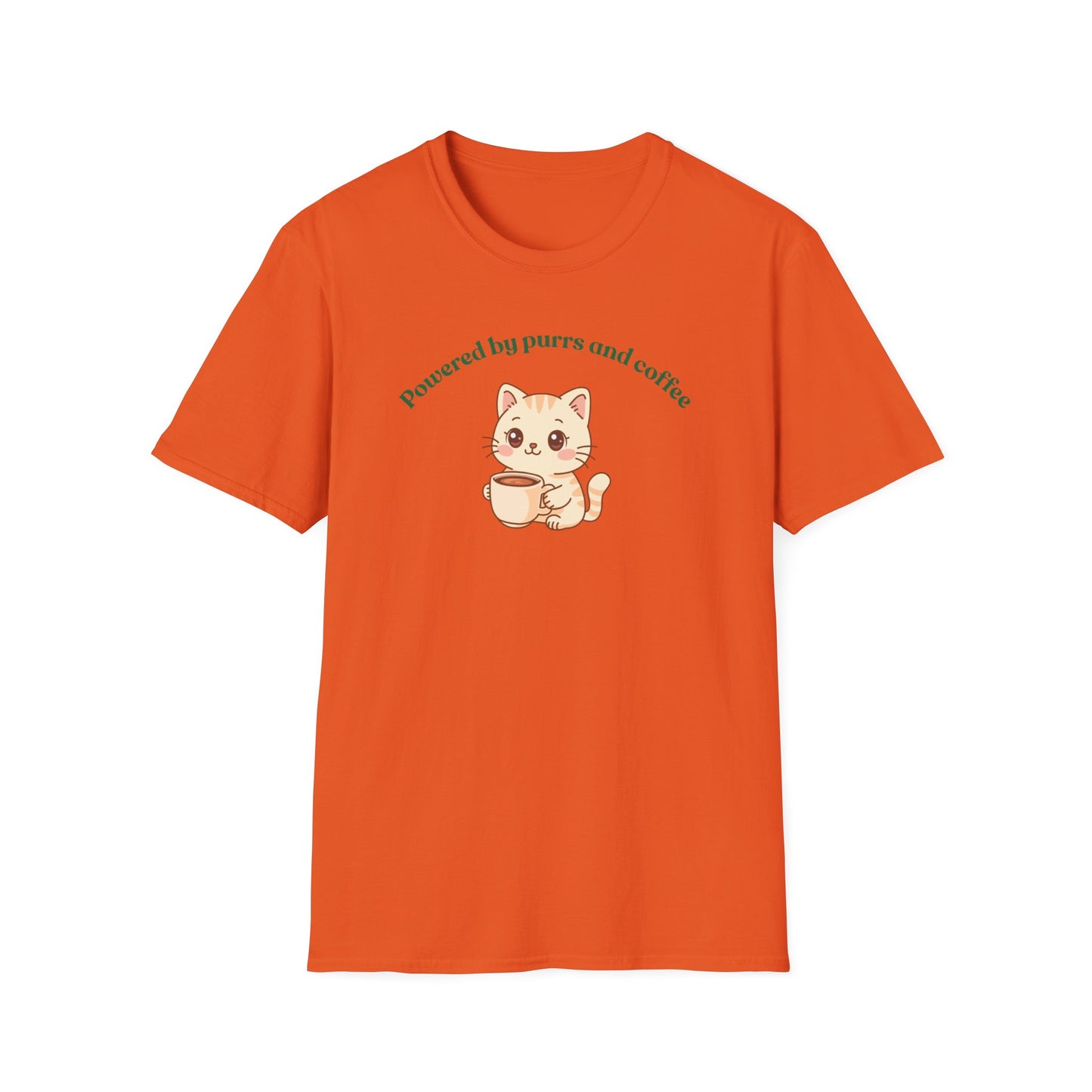Powered by purrs and coffee 3 cat T-shirt