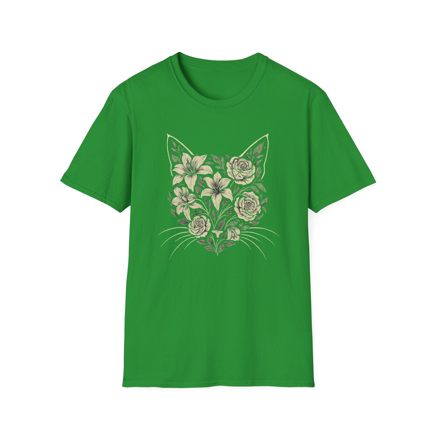Floral cat silhouette 2 cat T-shirt