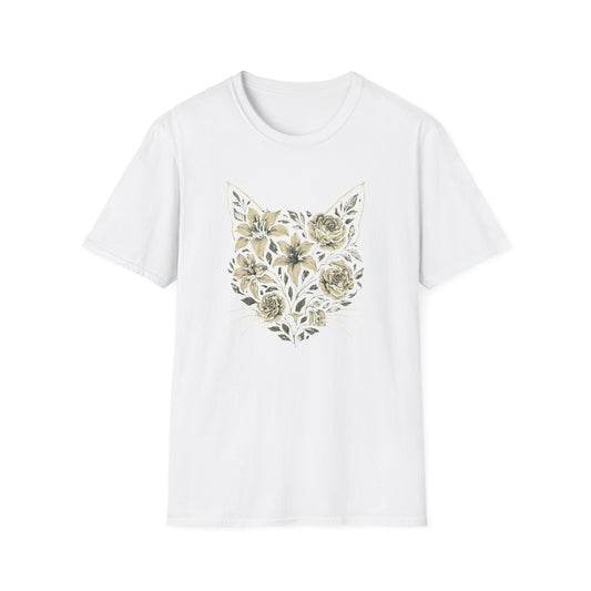 Floral cat silhouette 2 cat T-shirt