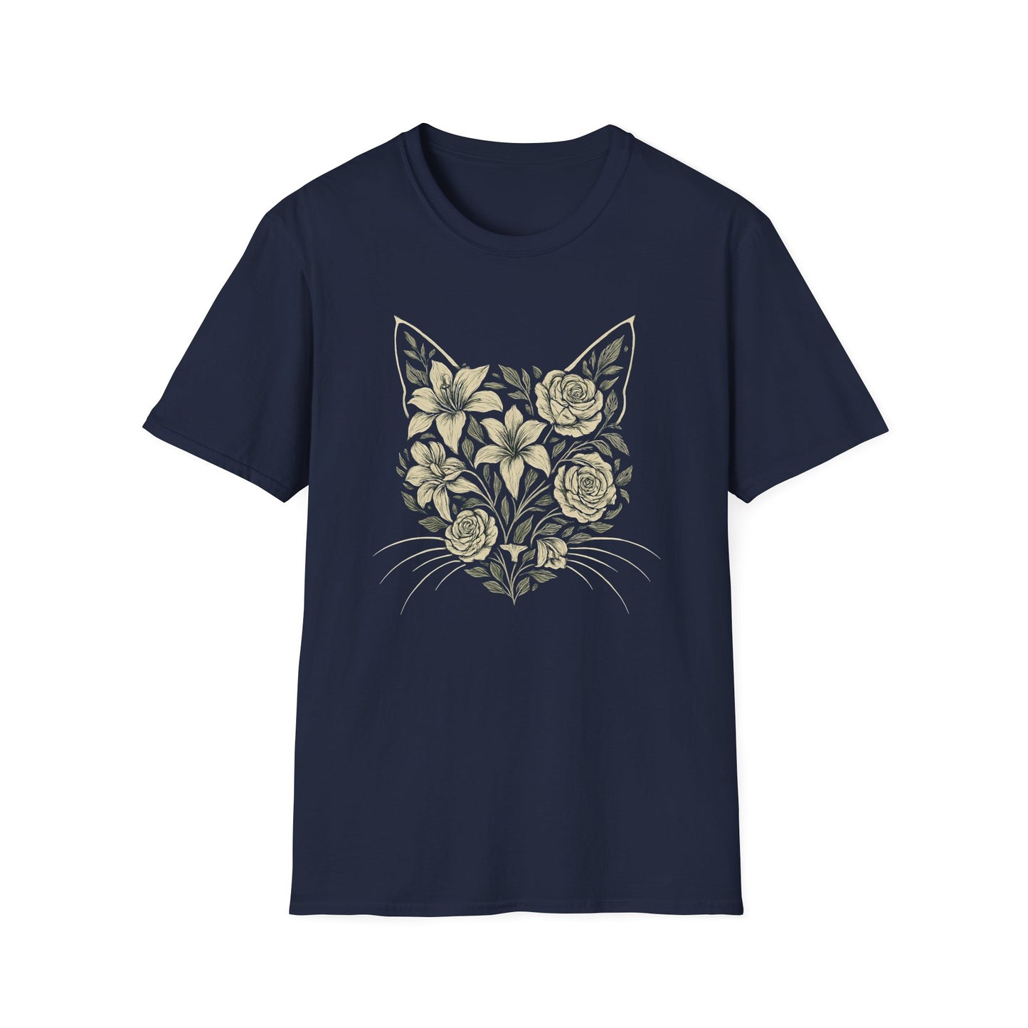 Floral cat silhouette 2 cat T-shirt