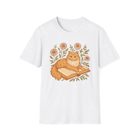 Orange Tabby Book cat T-shirt
