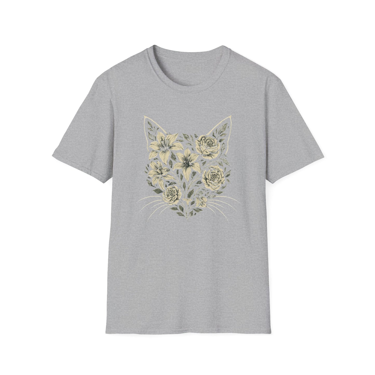 Floral cat silhouette 2 cat T-shirt