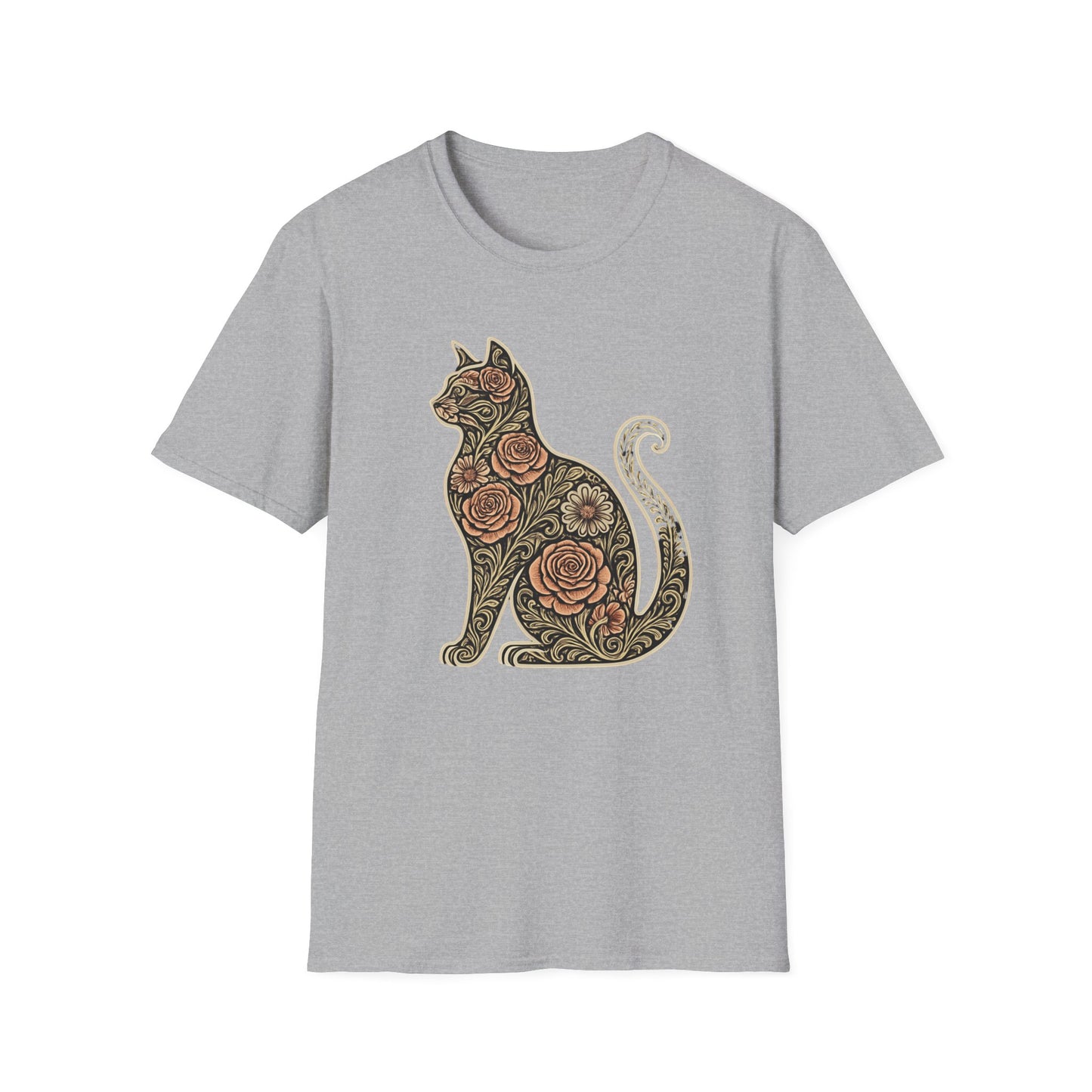 Floral silhouette 2 cat T-shirt