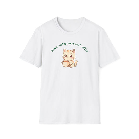Powered by purrs and coffee 3 cat T-shirt