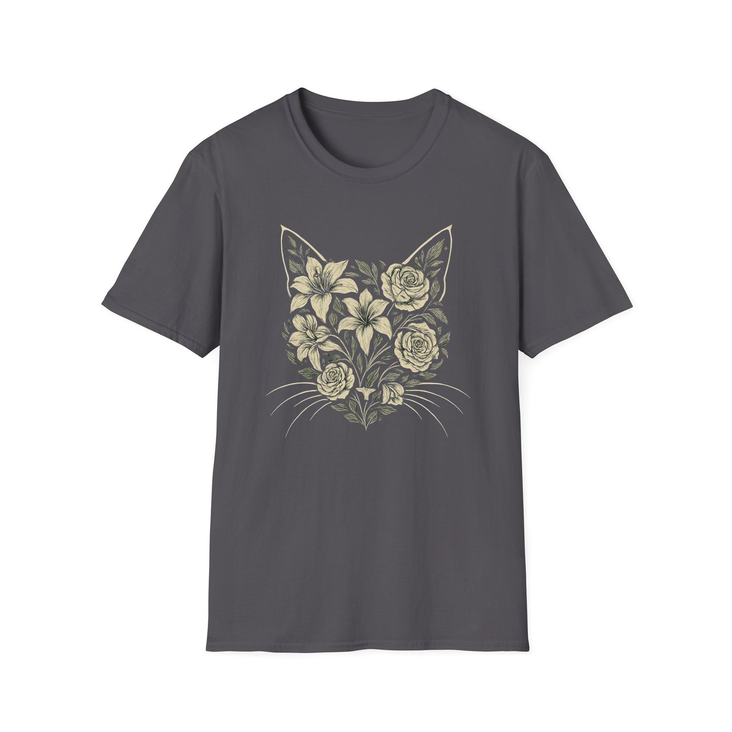 Floral cat silhouette 2 cat T-shirt