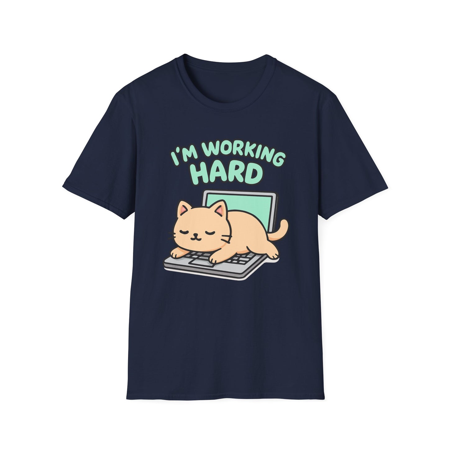 Working hard cat T-shirt