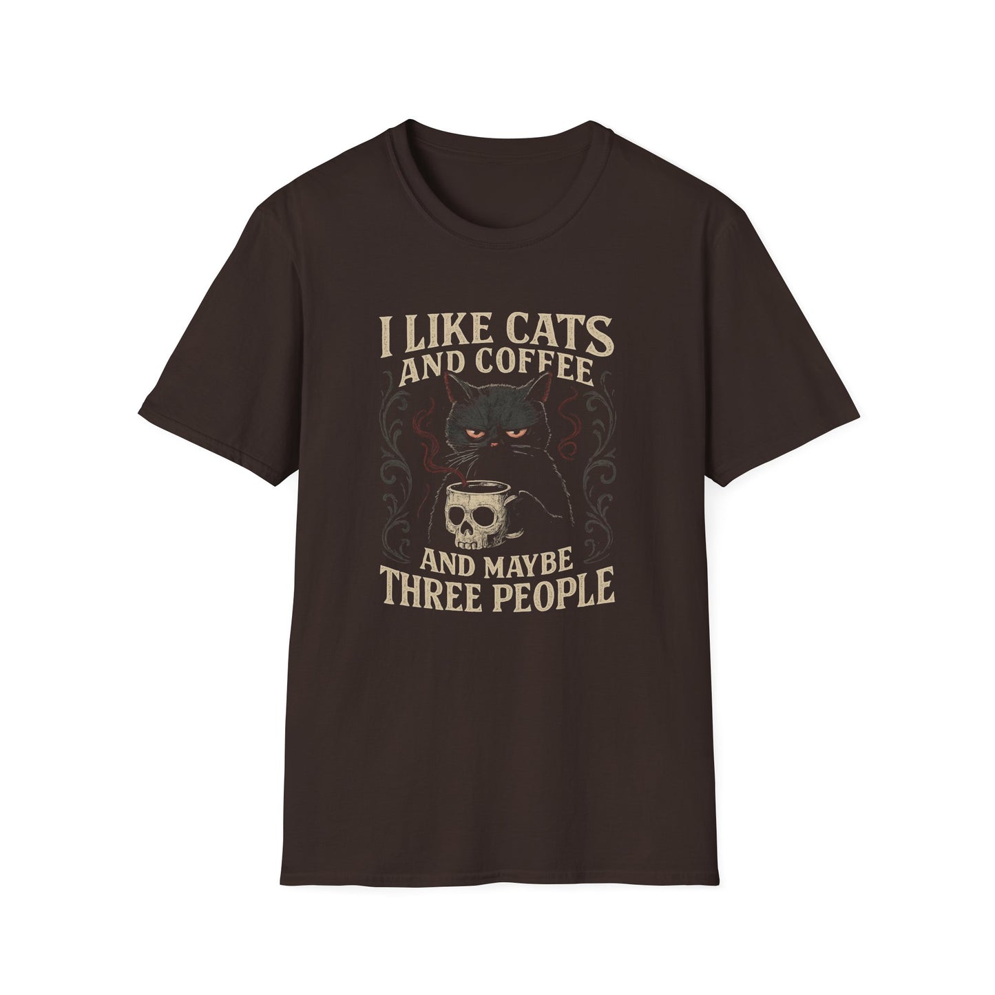 I like Cats, Coffee, 3 People cat T-shirt