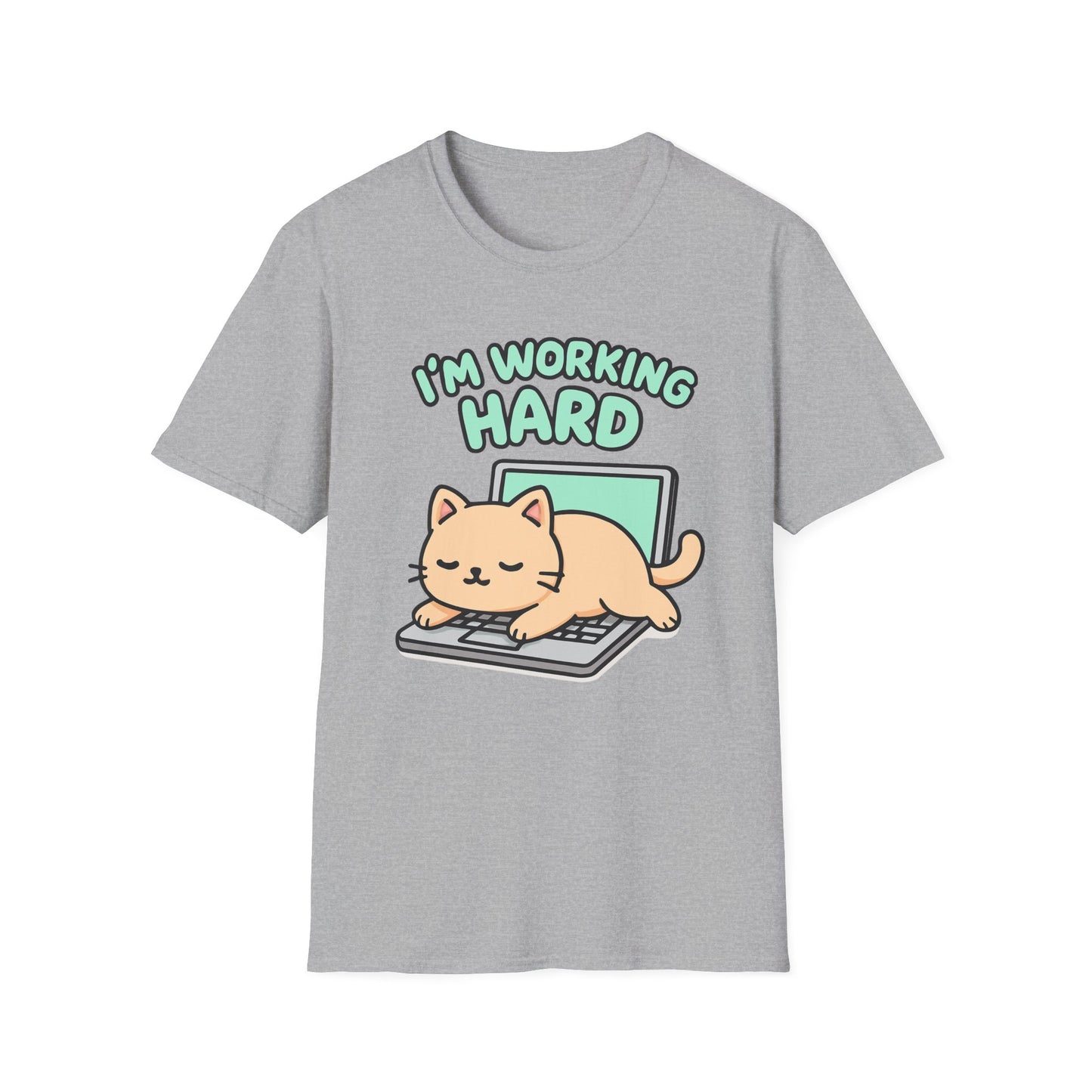 Working hard cat T-shirt