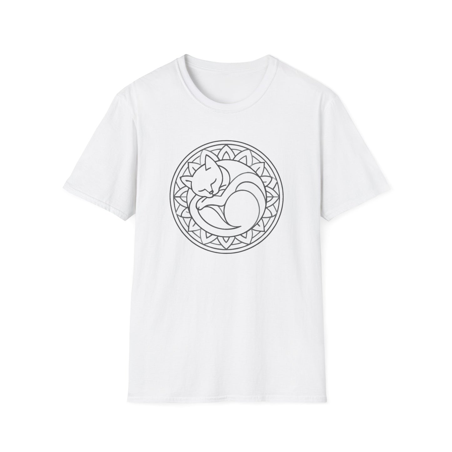 Curled cat line art cat T-shirt