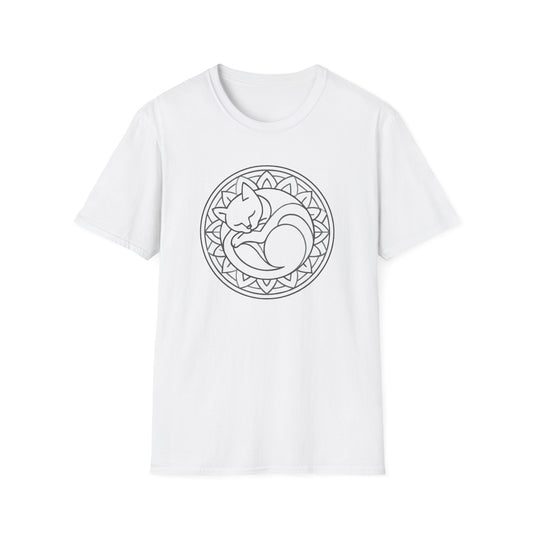 Curled cat line art cat T-shirt