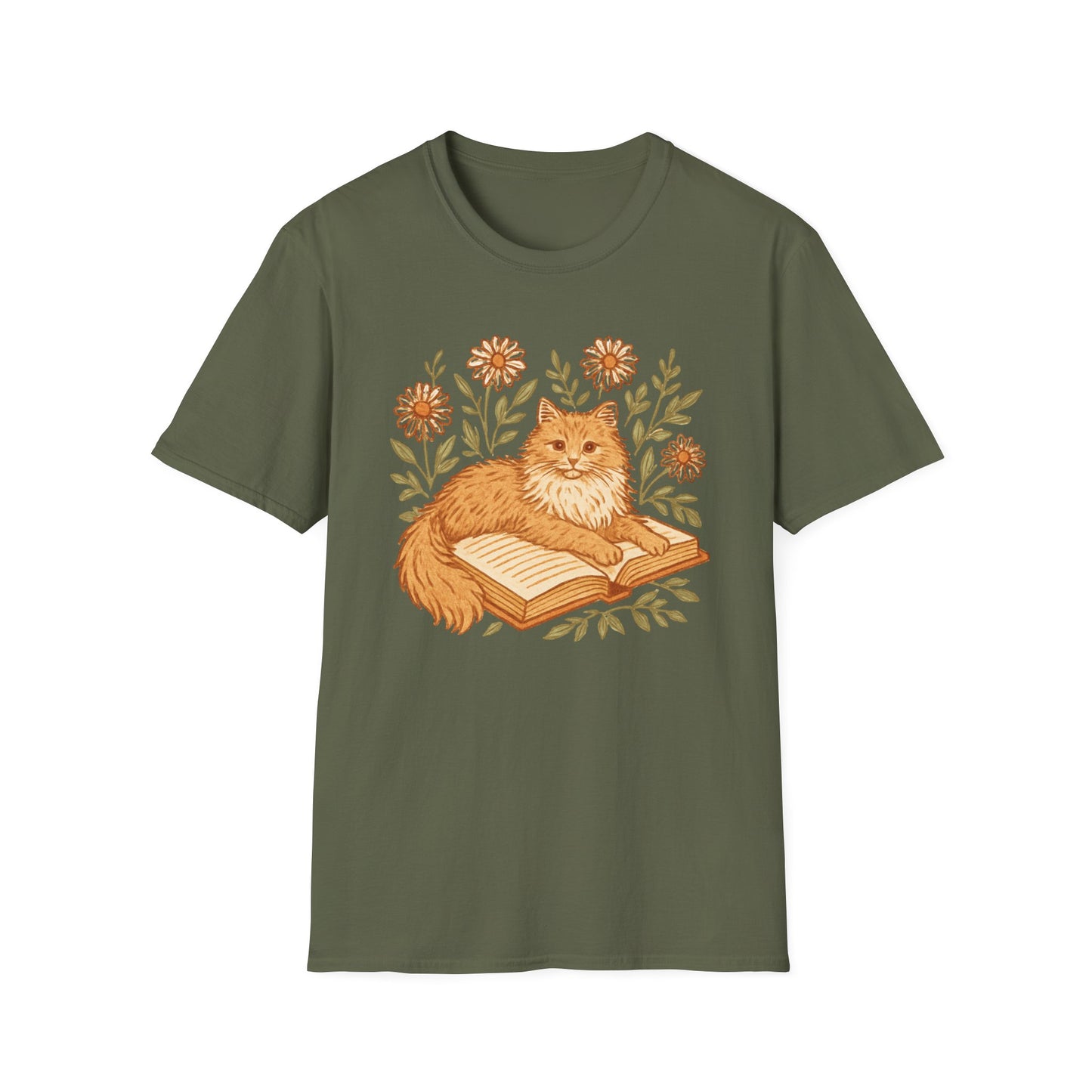 Orange Tabby Book cat T-shirt