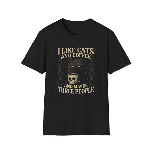 I like Cats, Coffee, 3 People cat T-shirt