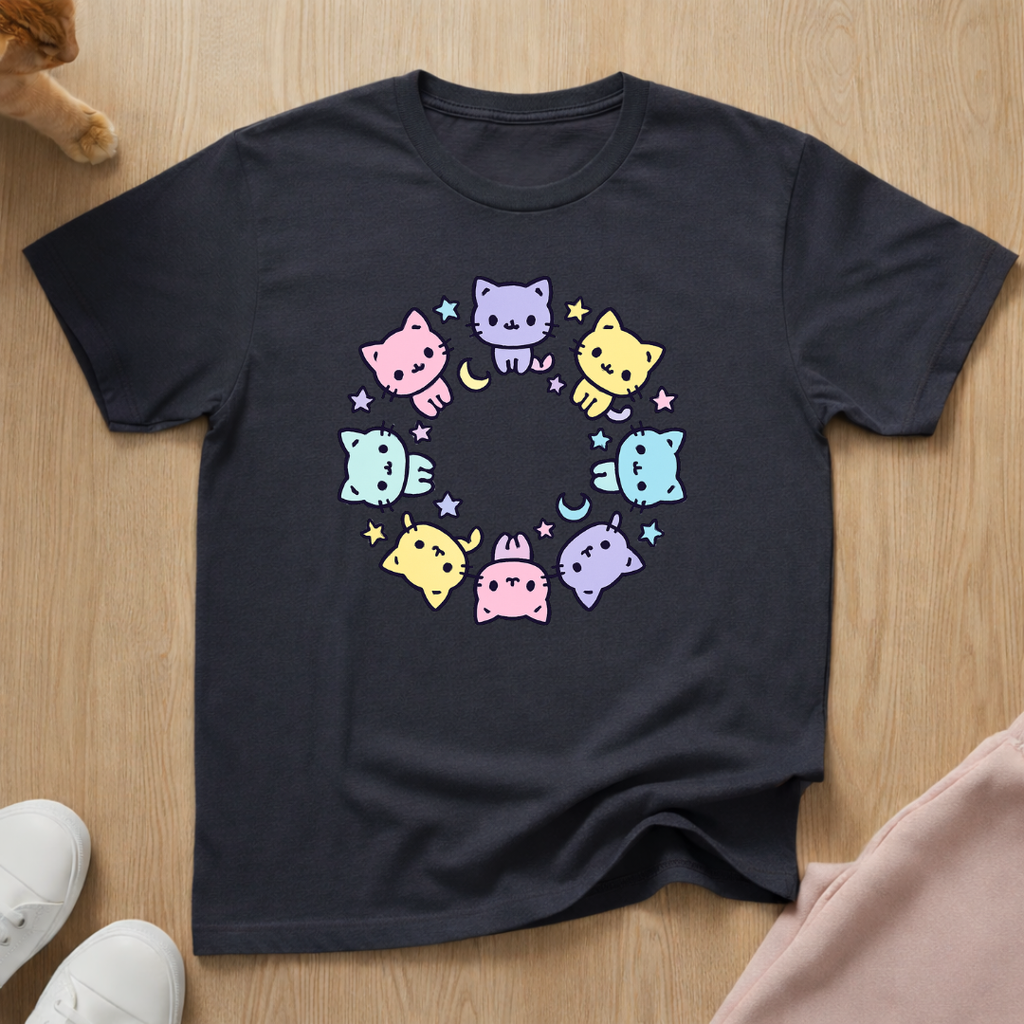 Cute cat circle cat T-shirt