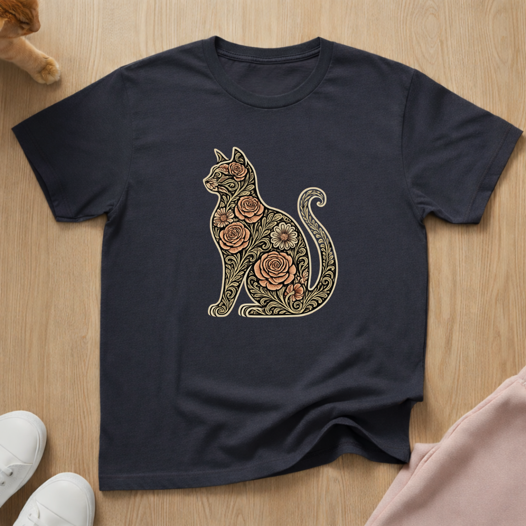 Floral silhouette 3 cat T-shirt