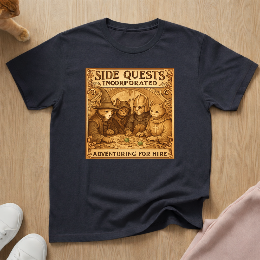 Side Quests cat T-shirt