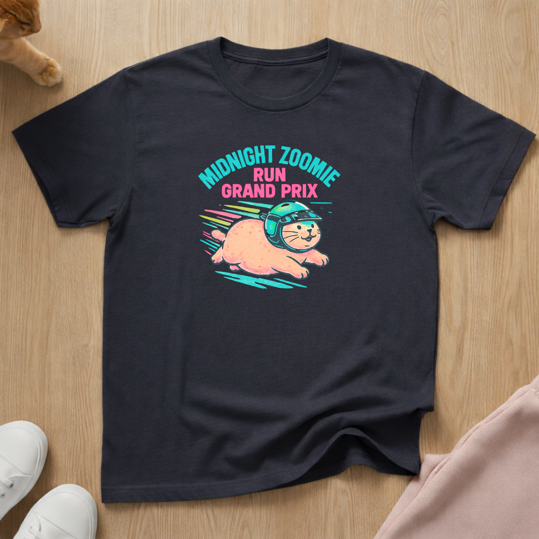 Midnight Zoomie Run cat T-shirt