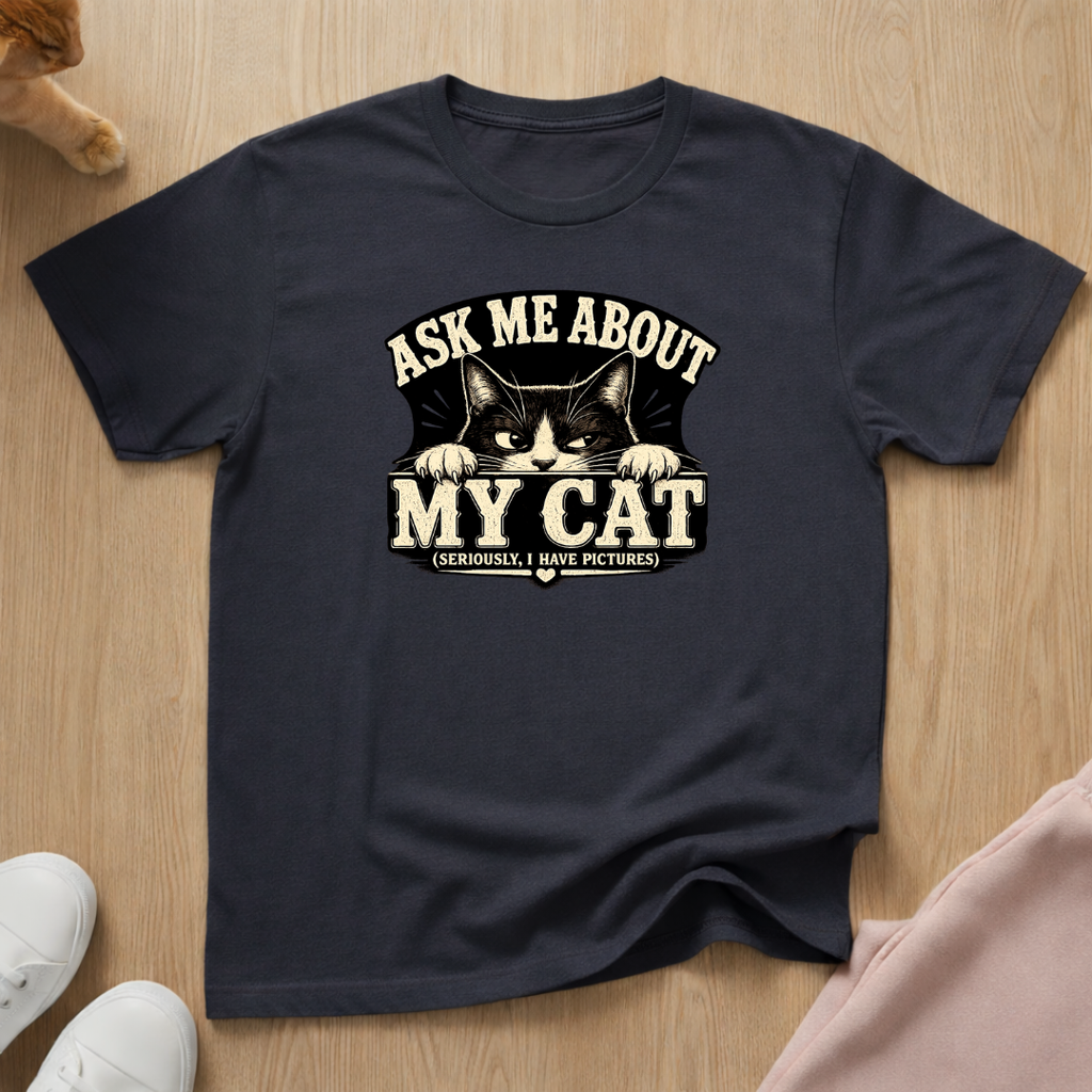 Ask me about my cat T-shirt