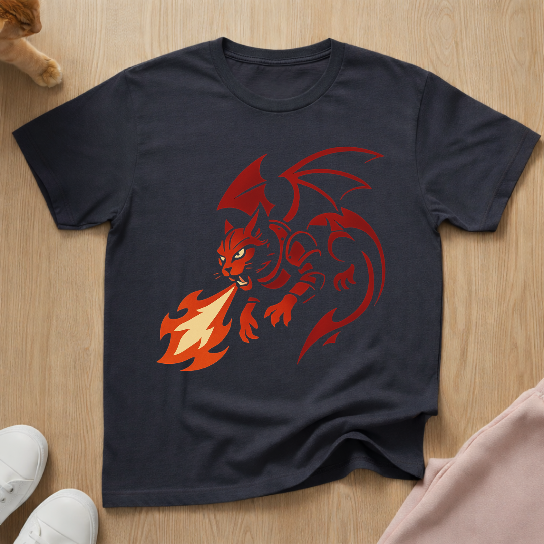 Dragon cat flame cat T-shirt