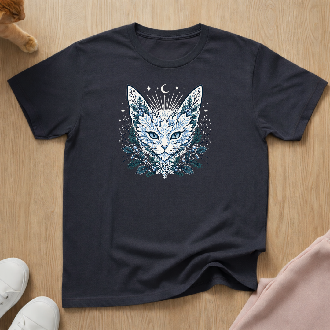 Winter floral cat T-shirt