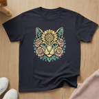 Floral cat face cat T-shirt