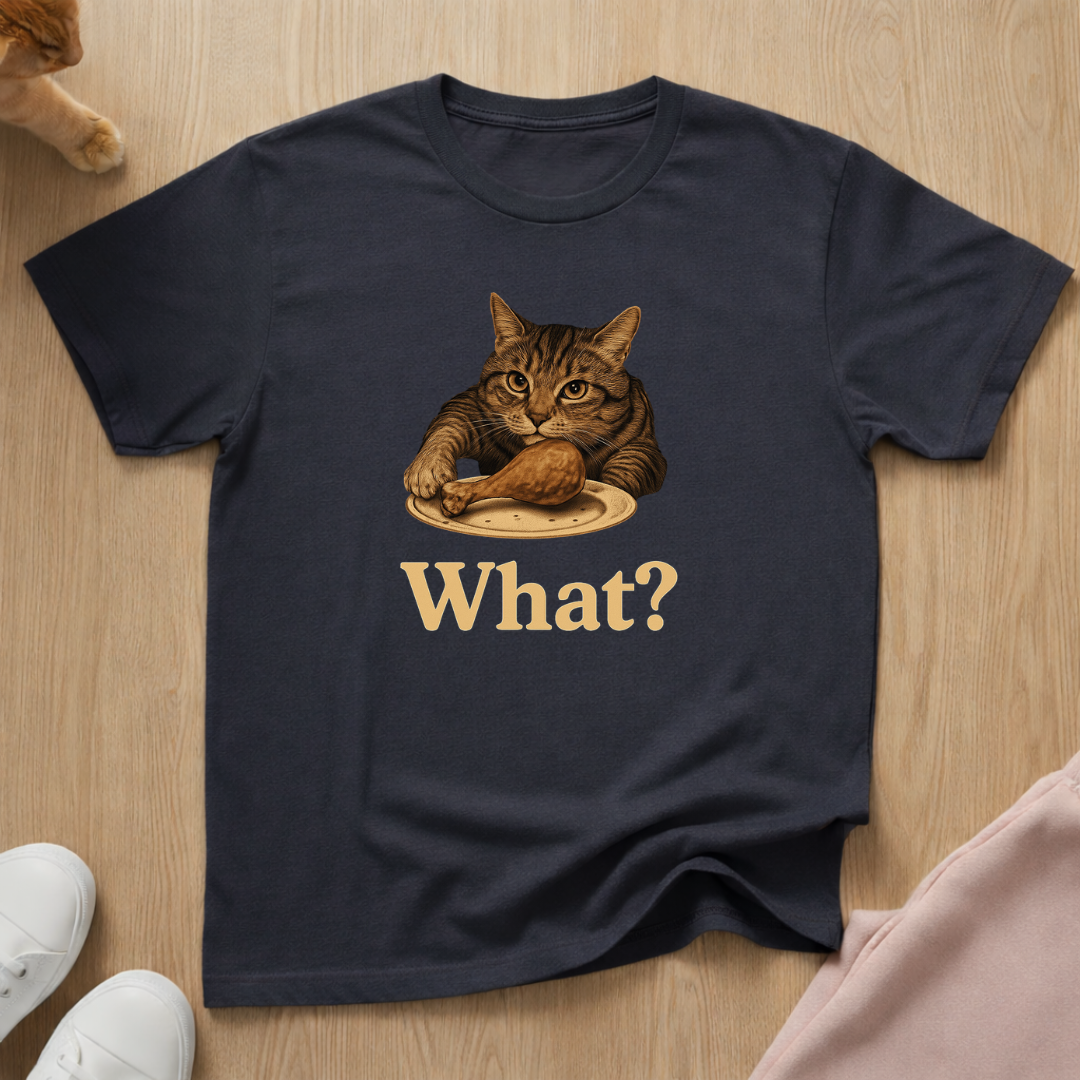 What? cat taking chicken T-shirt