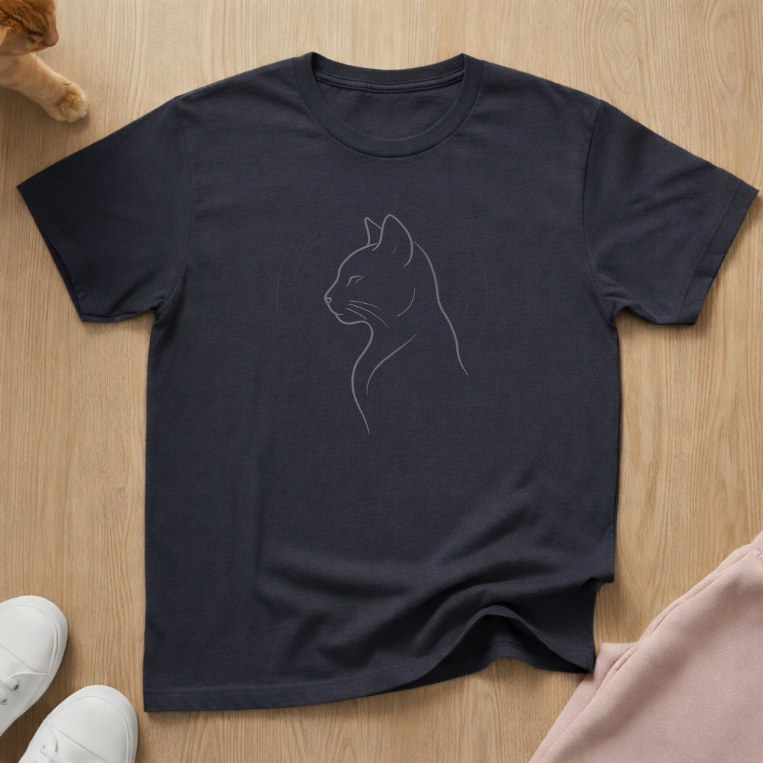 Cat line art T-shirt