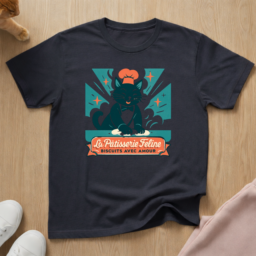 Biscuit making French cat T-shirt