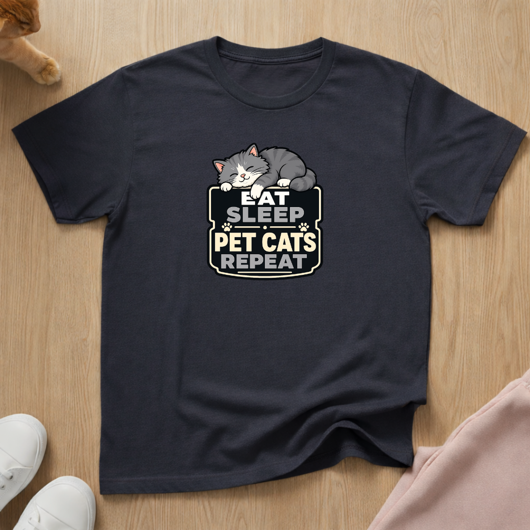 Eat sleep pet cats T-shirt