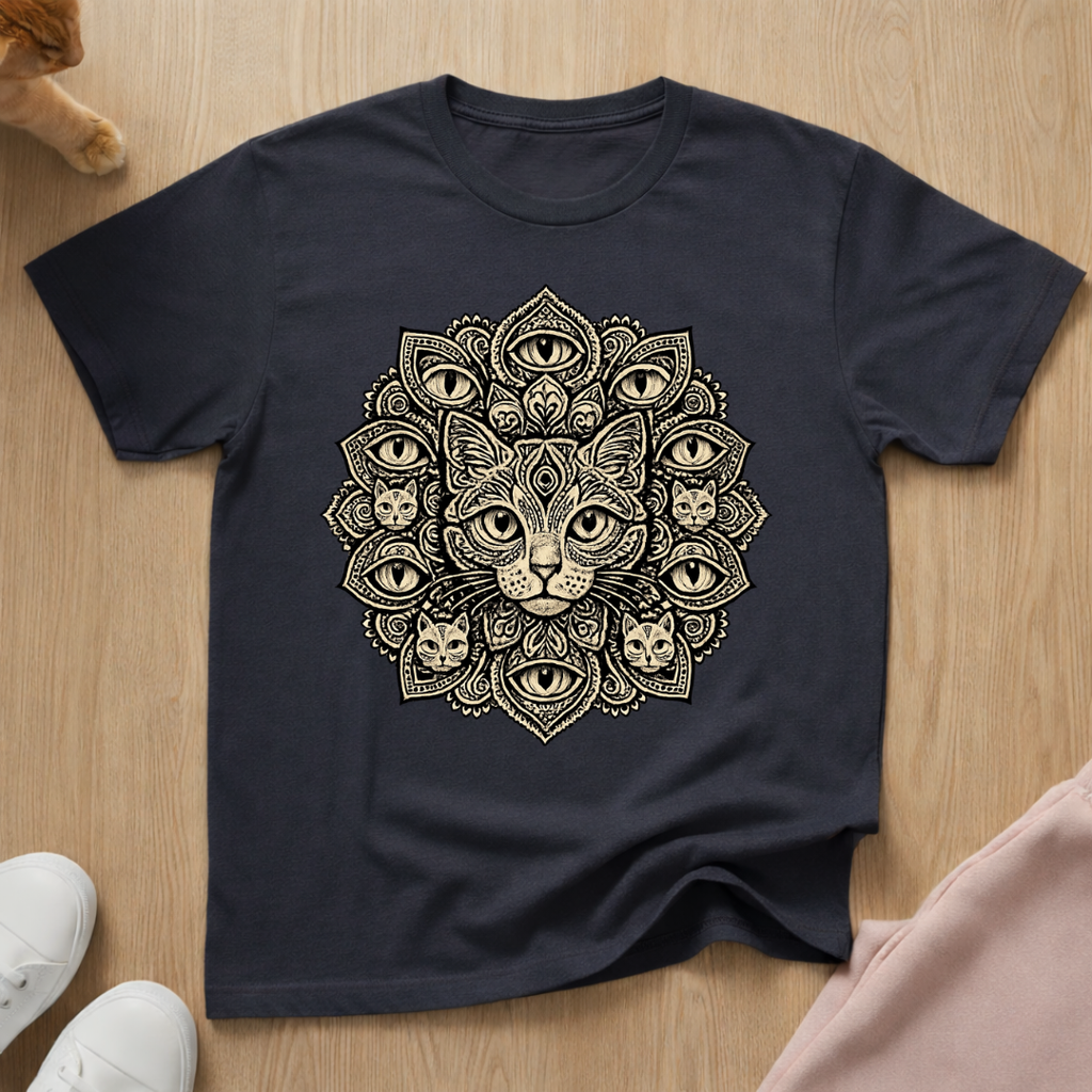 Mandala cat T-shirt
