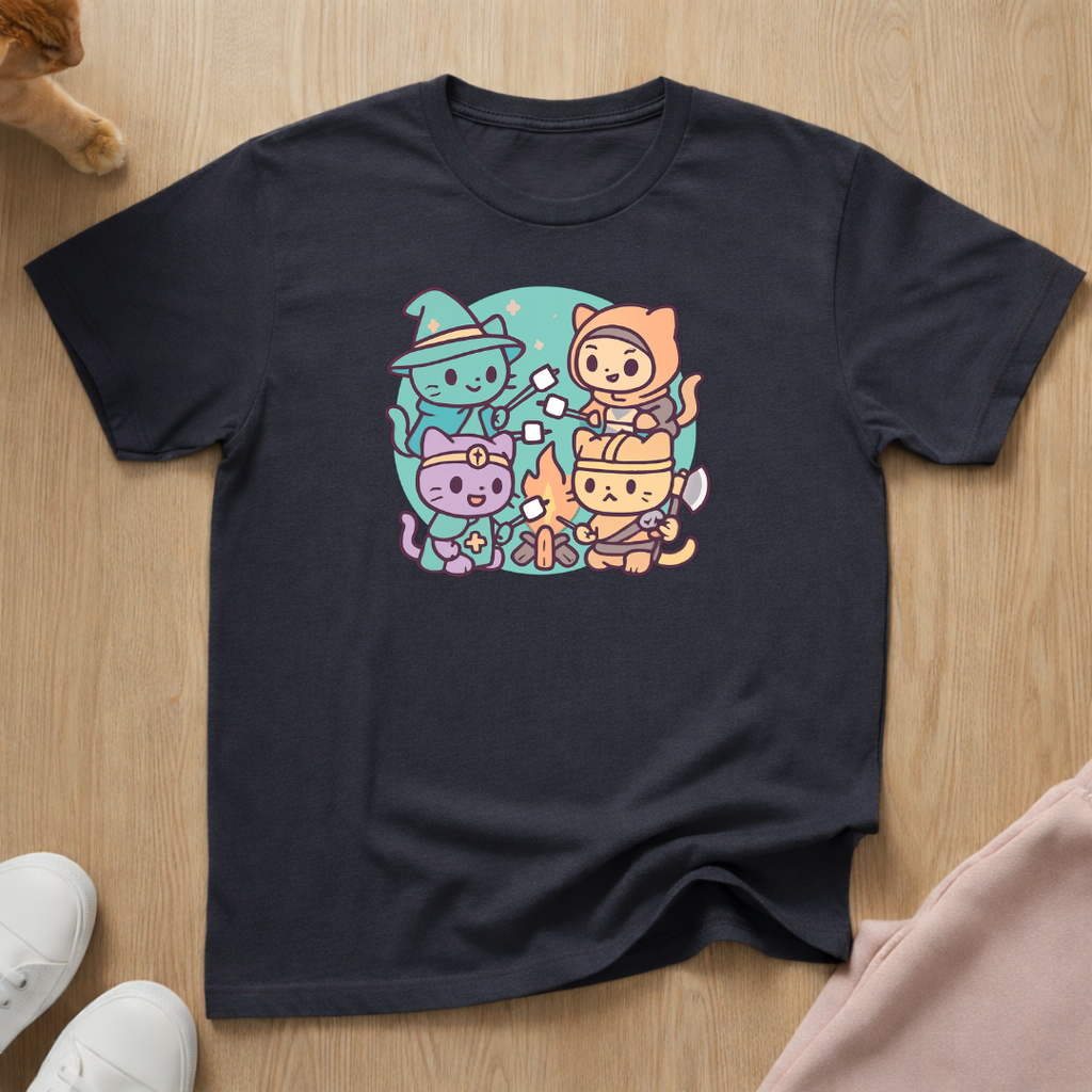 Cute DnD party cat T-shirt