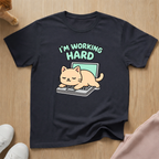 Working hard cat T-shirt