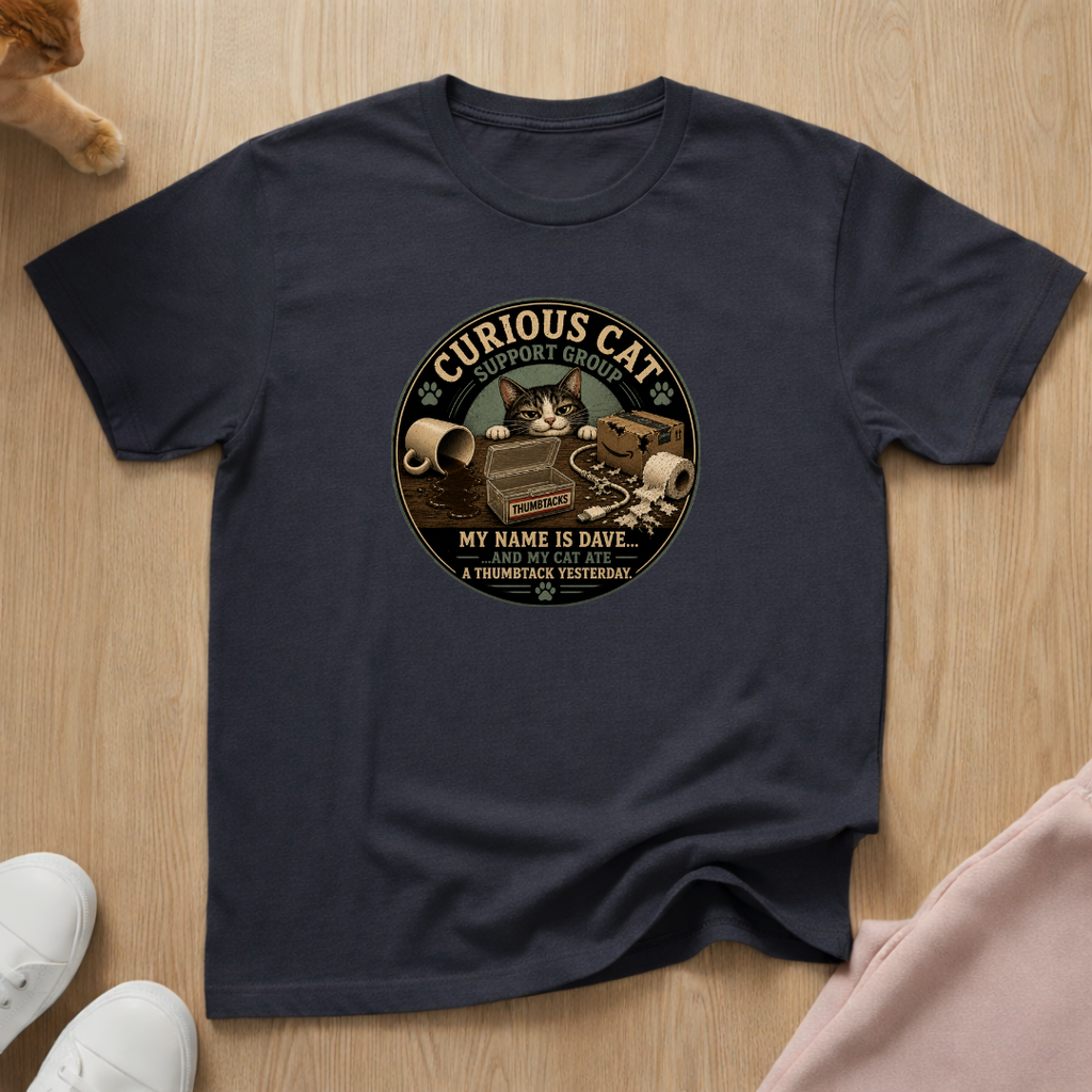 Curious cat support group T-shirt