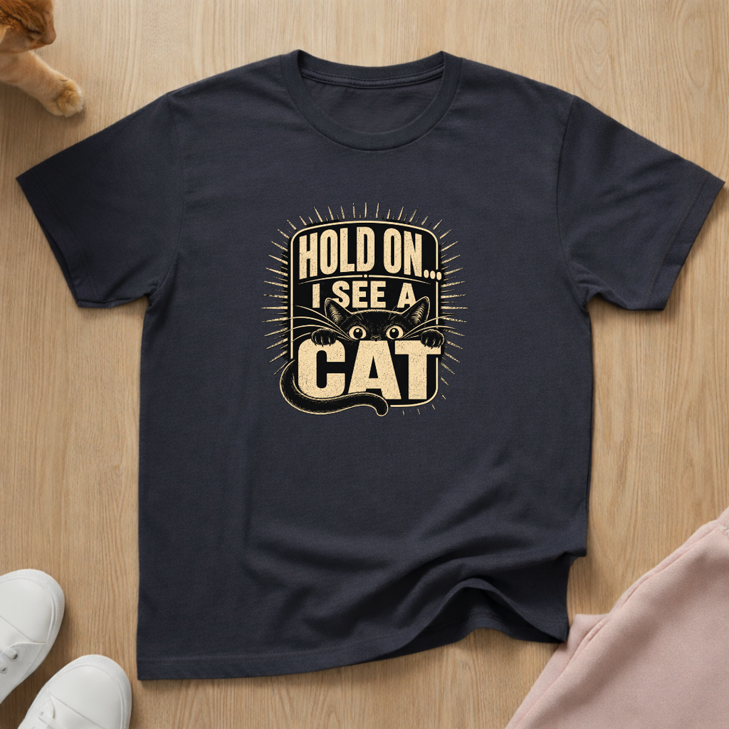 Hold on I see a cat (light) T-shirt