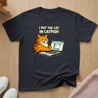 Cat in catfish T-shirt