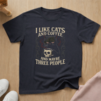 I like Cats, Coffee, 3 People cat T-shirt