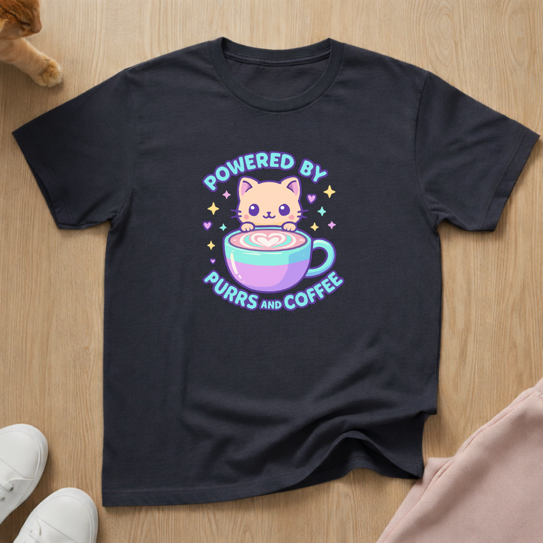 Cute purrs and coffee 2 cat T-shirt