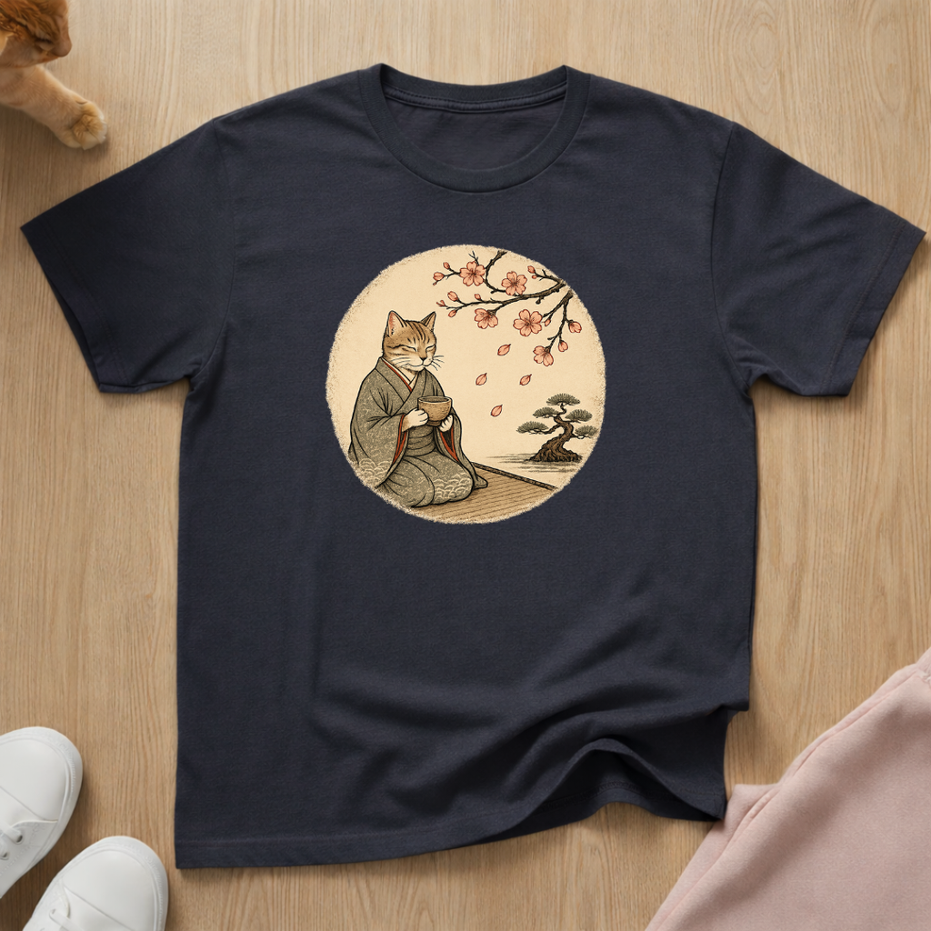 Cat with tea T-shirt