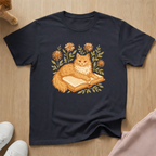 Orange Tabby Book cat T-shirt