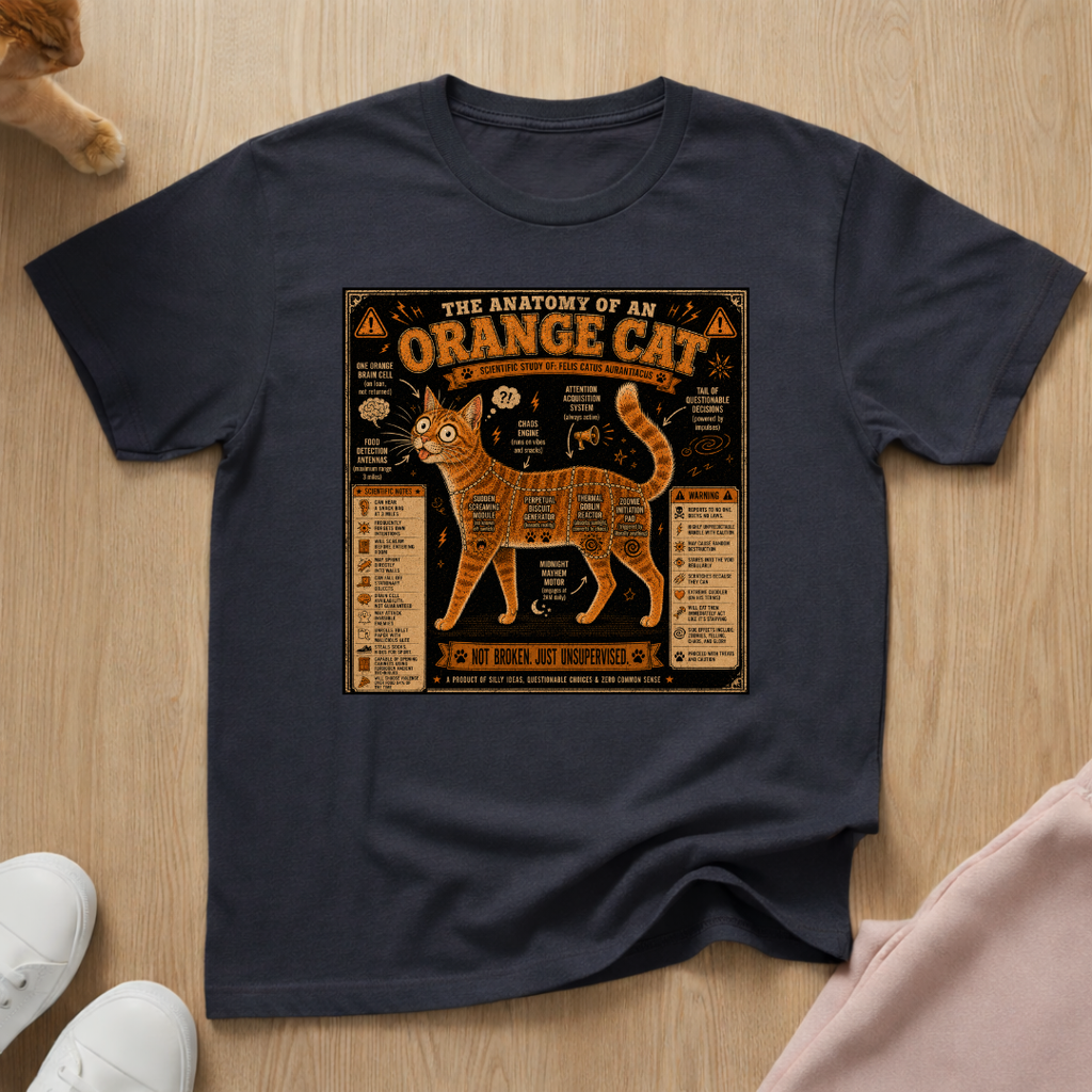 Anatomy of an orange cat T-shirt