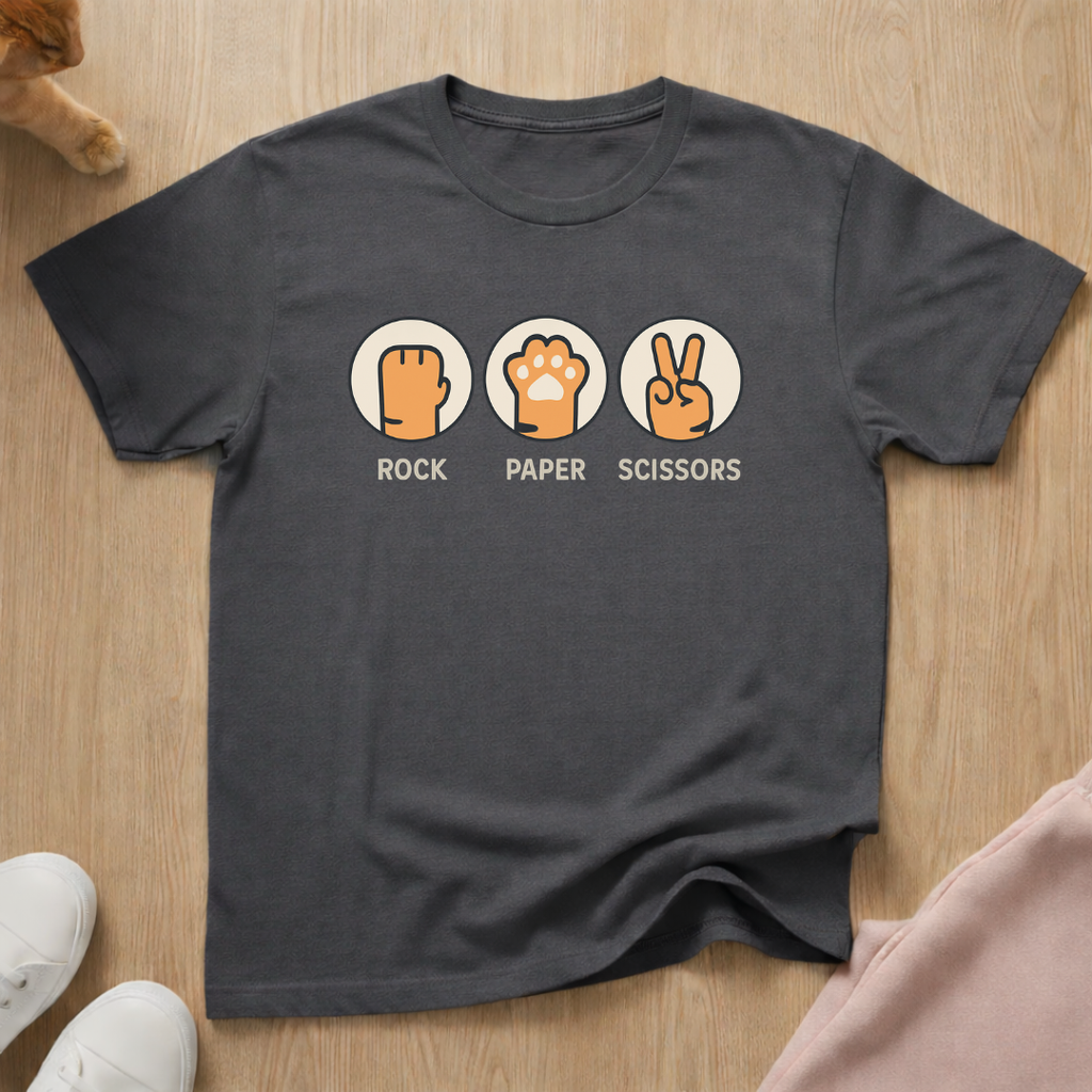 Rock Paper Scissors cat T-shirt
